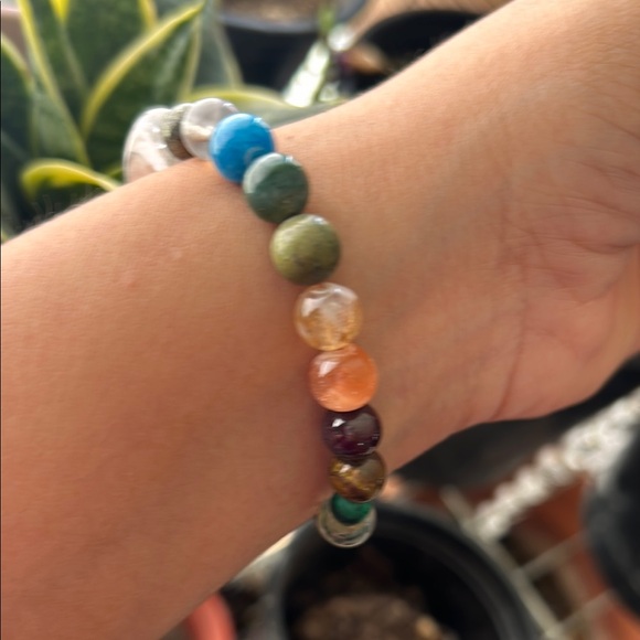 Handmade Citrine Garnet Blue Apatite Sunstone Tigers Eye Crystal Beaded Bracelet - Picture 2 of 5